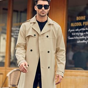 Men’s Trench Coat Slim fit Double Breasted Belted Windbreaker